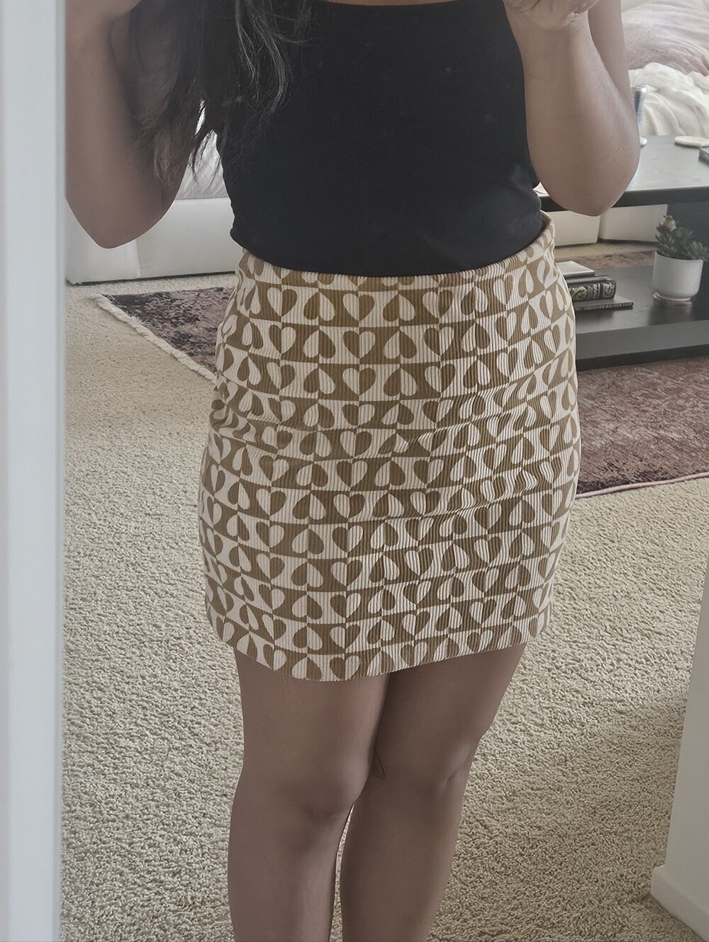 Elodie Tan and Cream Geometric Mini Skirt
